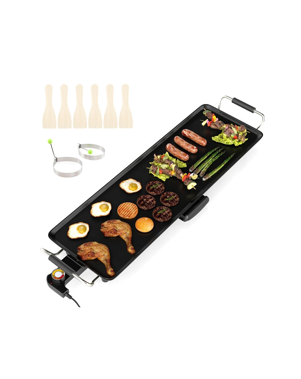 27" Large Electric Griddle with with 4-Level Thermostat Control and Removable Drip Tray