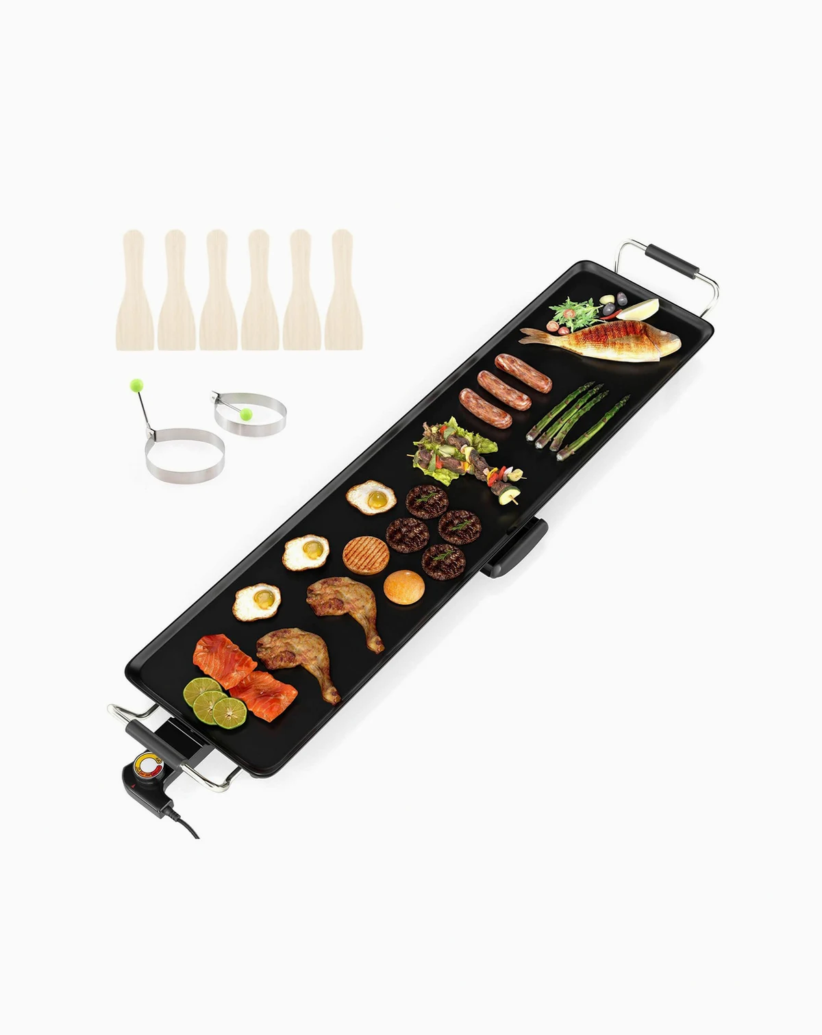 35" Extra Large Electric Griddle with 4-Level Thermostat Control and Removable Drip Tray