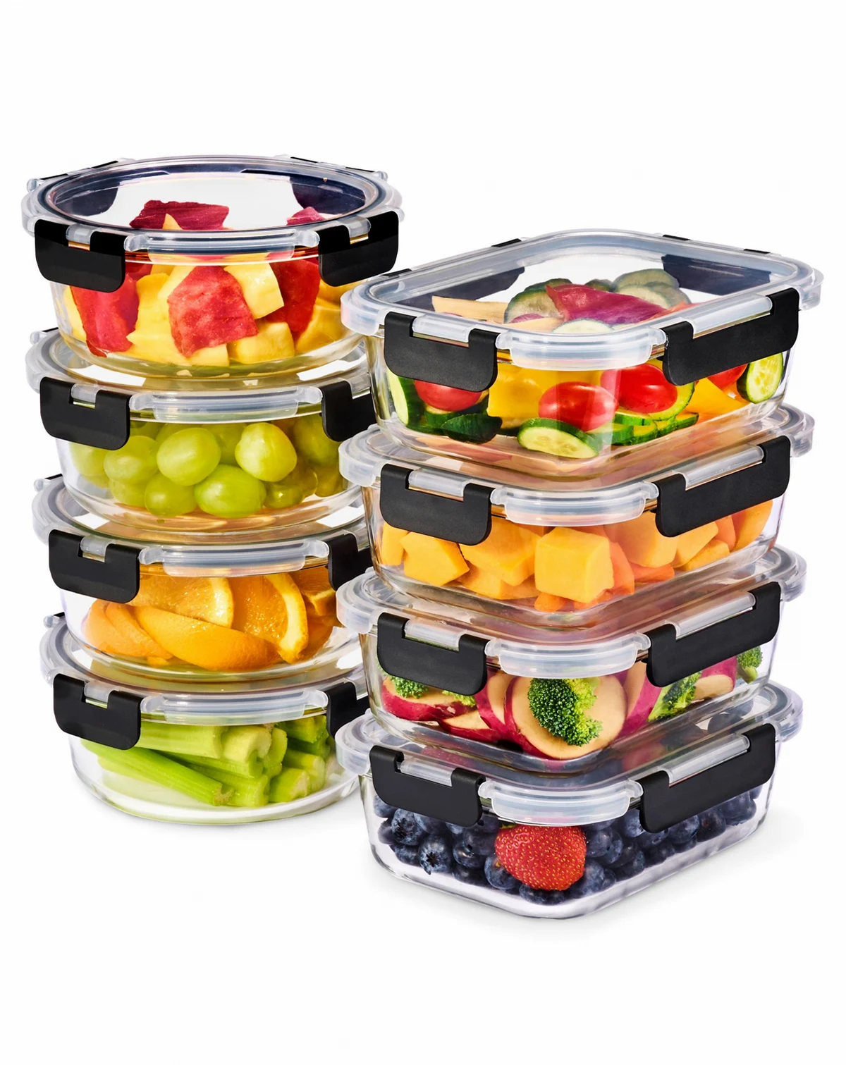 16 Piece Glass Meal Prep Containers with Airtight Lids - Preserves Freshness, Oven Safe, durable, BPA-free