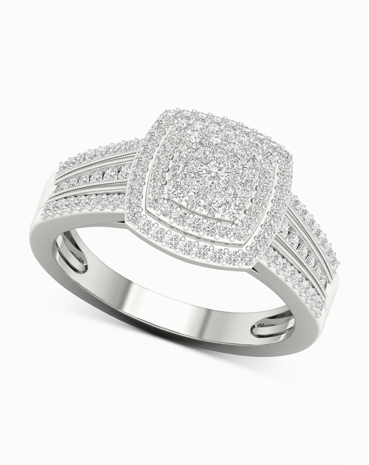 Diamond Cluster Ring (1/2 ct. t.w.) in Sterling Silver