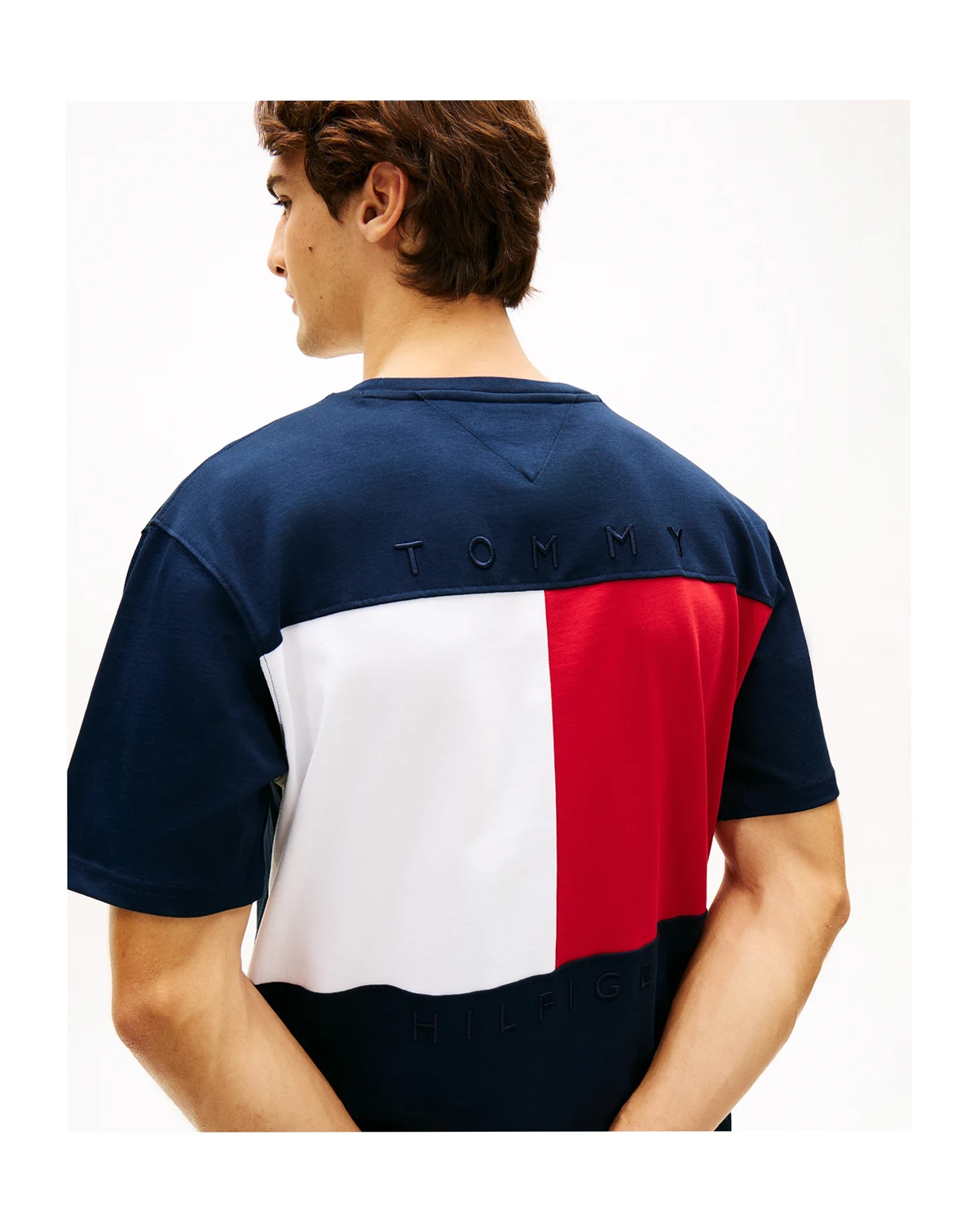 Men's Large Back Flag Graphic with Embroidery T-Shirt