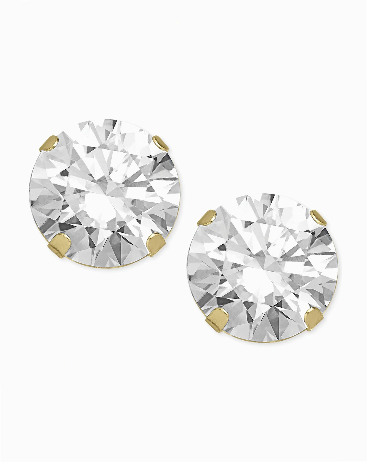 Cubic Zirconia Round Stud Earrings in 14k Gold or 14k White Gold