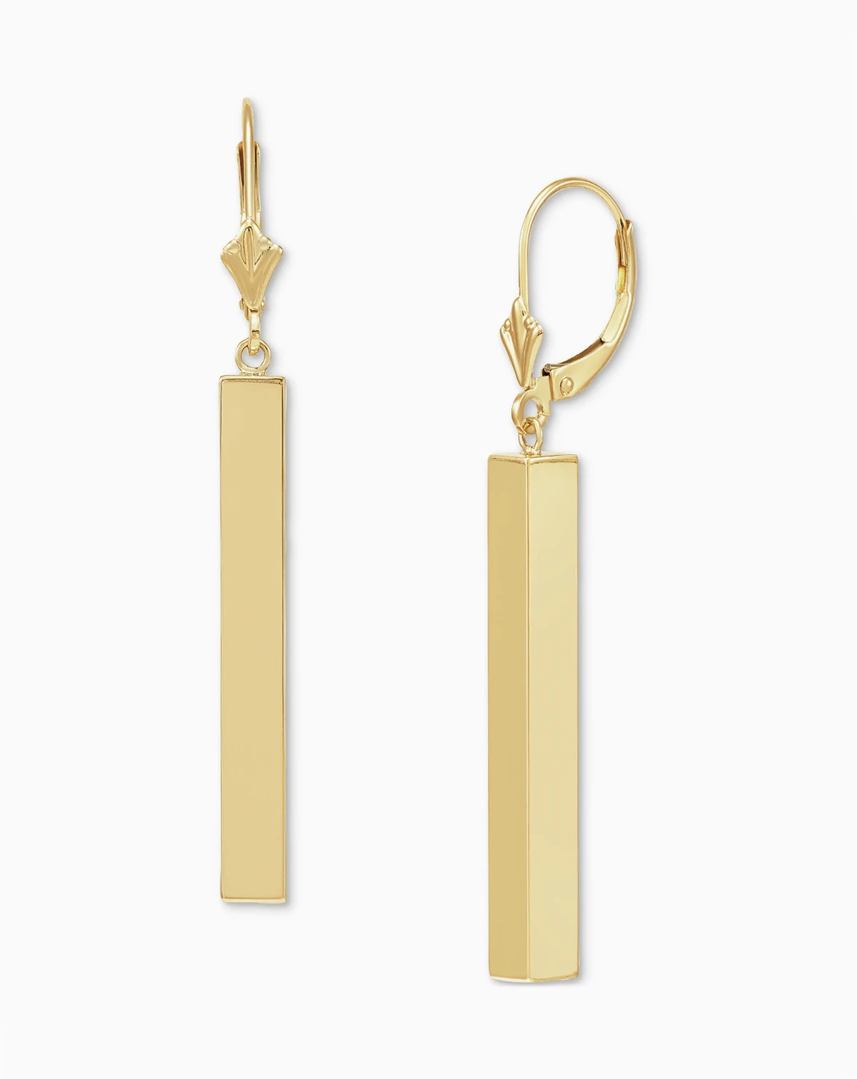 Tube Linear Drop Earrings in 14k Gold, 1 1/2 inch