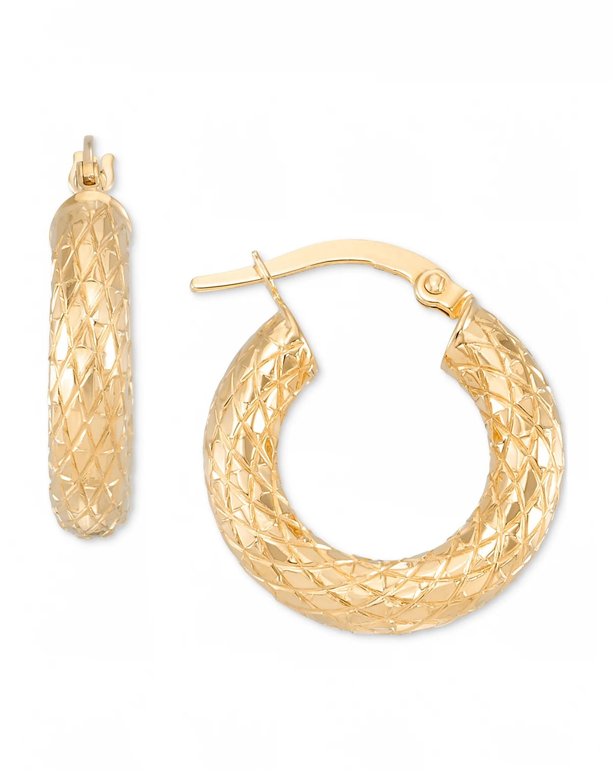 Round Tube Hoop Earrings in 10k Yellow Gold