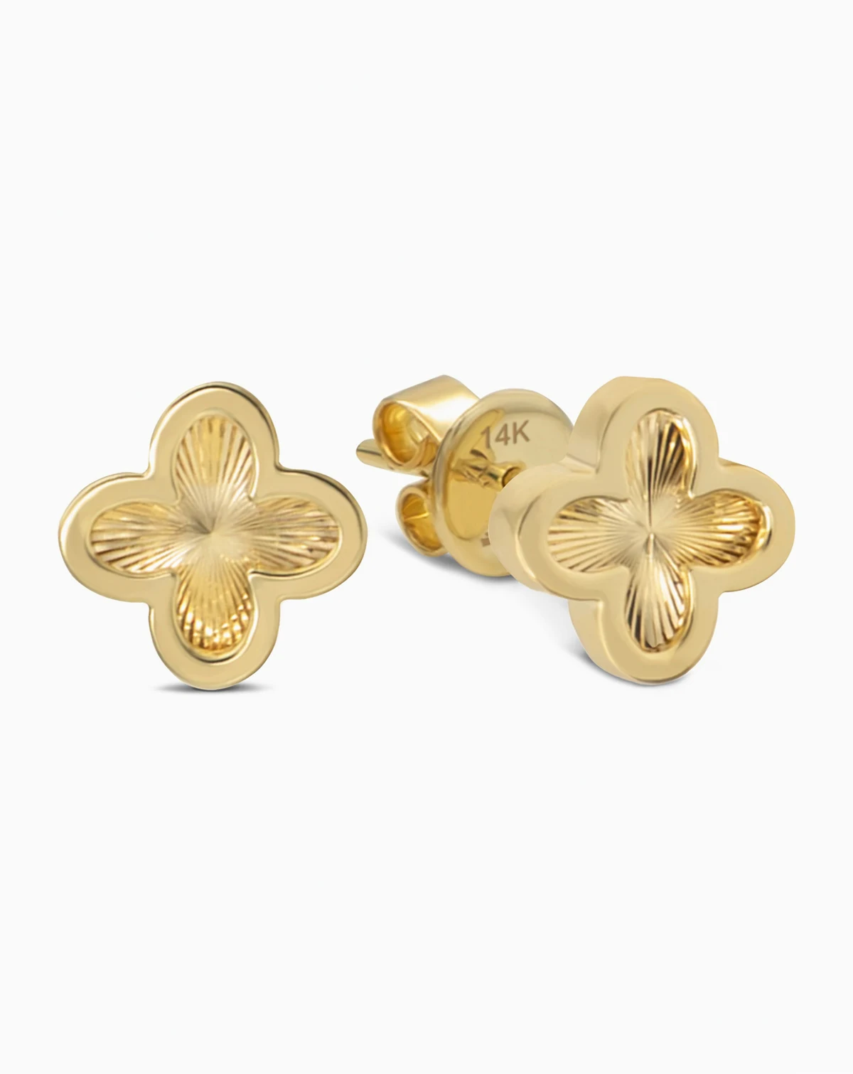 Clover Stud Earrings in 14K Gold, approx. 2.6 grams
