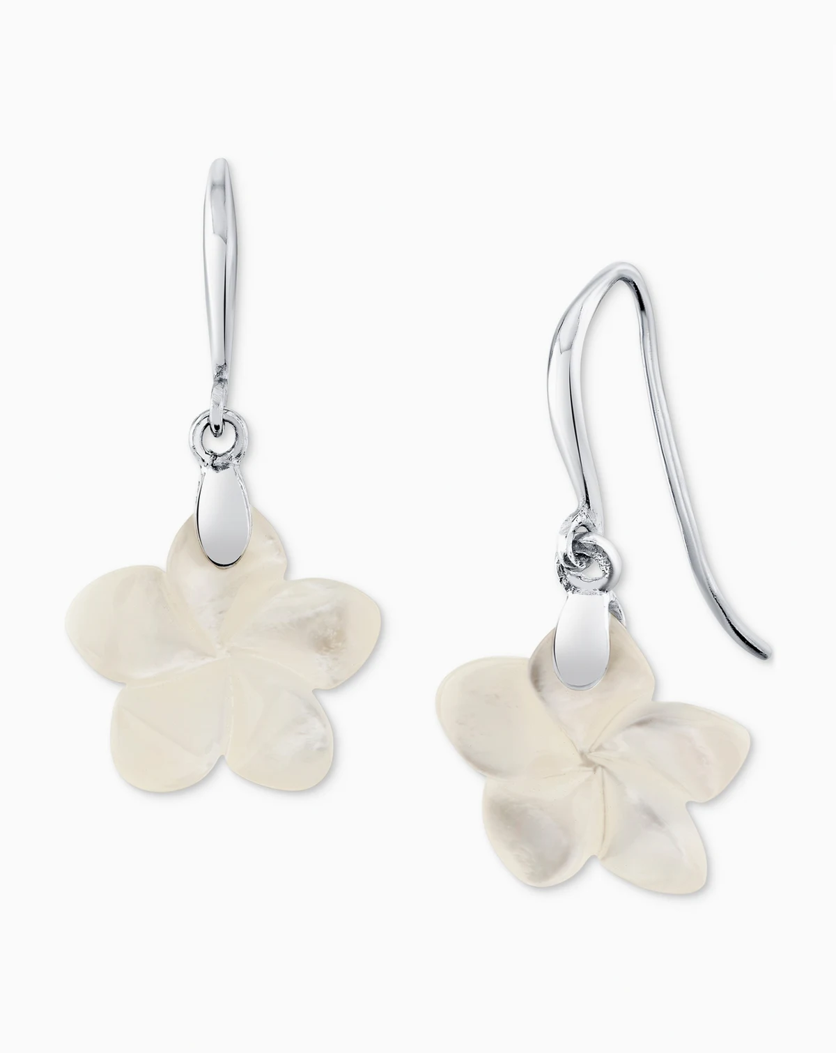 Mother-of-Pearl (15mm) Flower Drop Earrings in Sterling Silver
