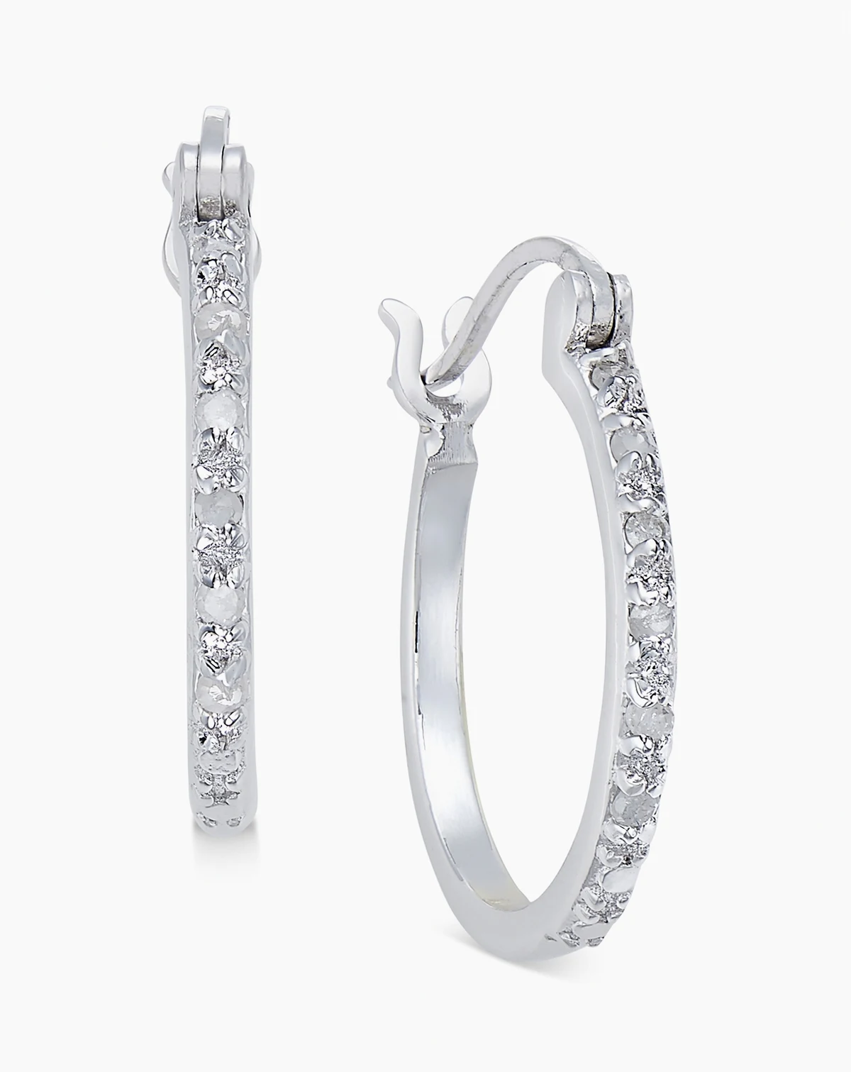 Diamond Hoop Earrings (1/10 ct. t.w.) in Sterling Silver