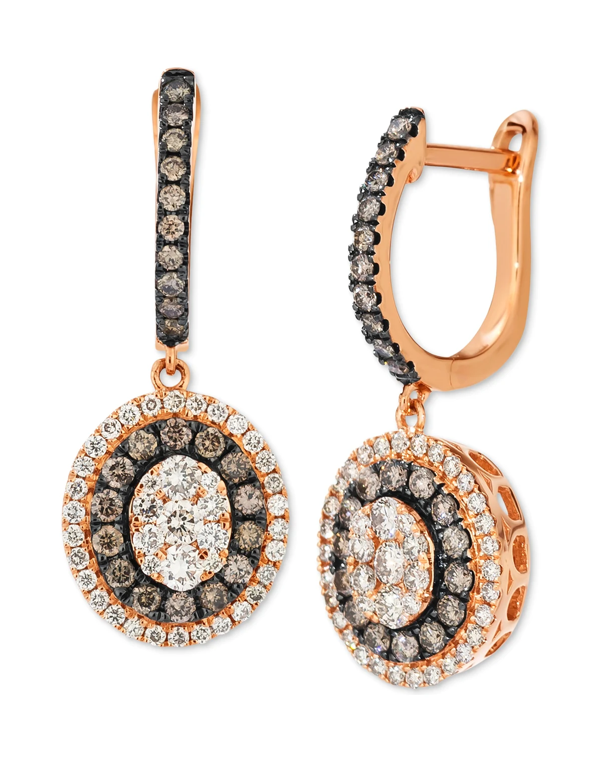 Chocolate Diamond & Nude Diamond Drop Earrings (1 ct. t.w.) in 14k Strawberry Gold