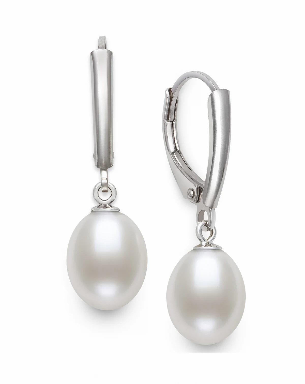 Cultured Freshwater Drop Pearl (7-8mm) Earrings in Sterling Silver