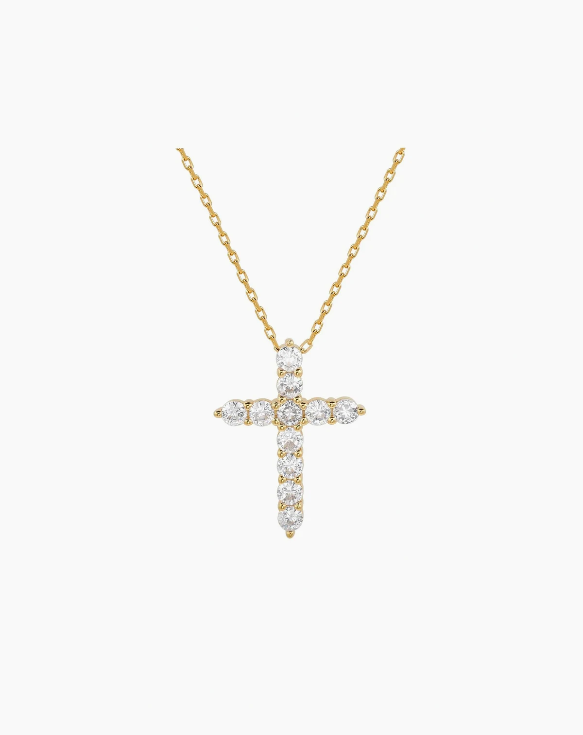 Suzy Levian Sterling Silver Cubic Zirconia Mini Cross Pendant Necklace