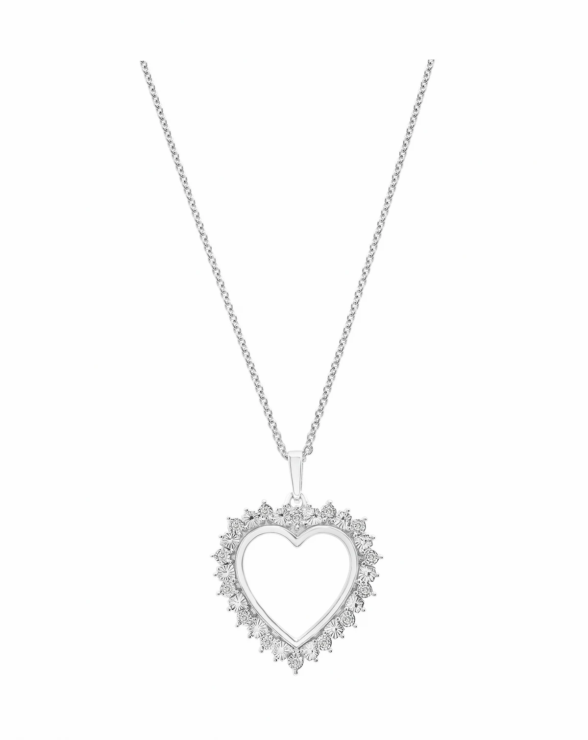 Diamond Heart 18" Pendant Necklace (1/10 ct. t.w.) in Sterling Silver