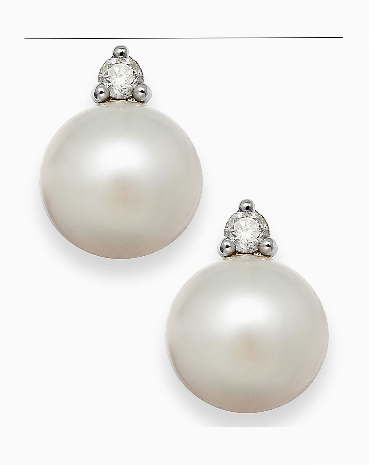 Akoya Pearl (7mm) and Diamond Accent Stud Earrings in 14k White Gold