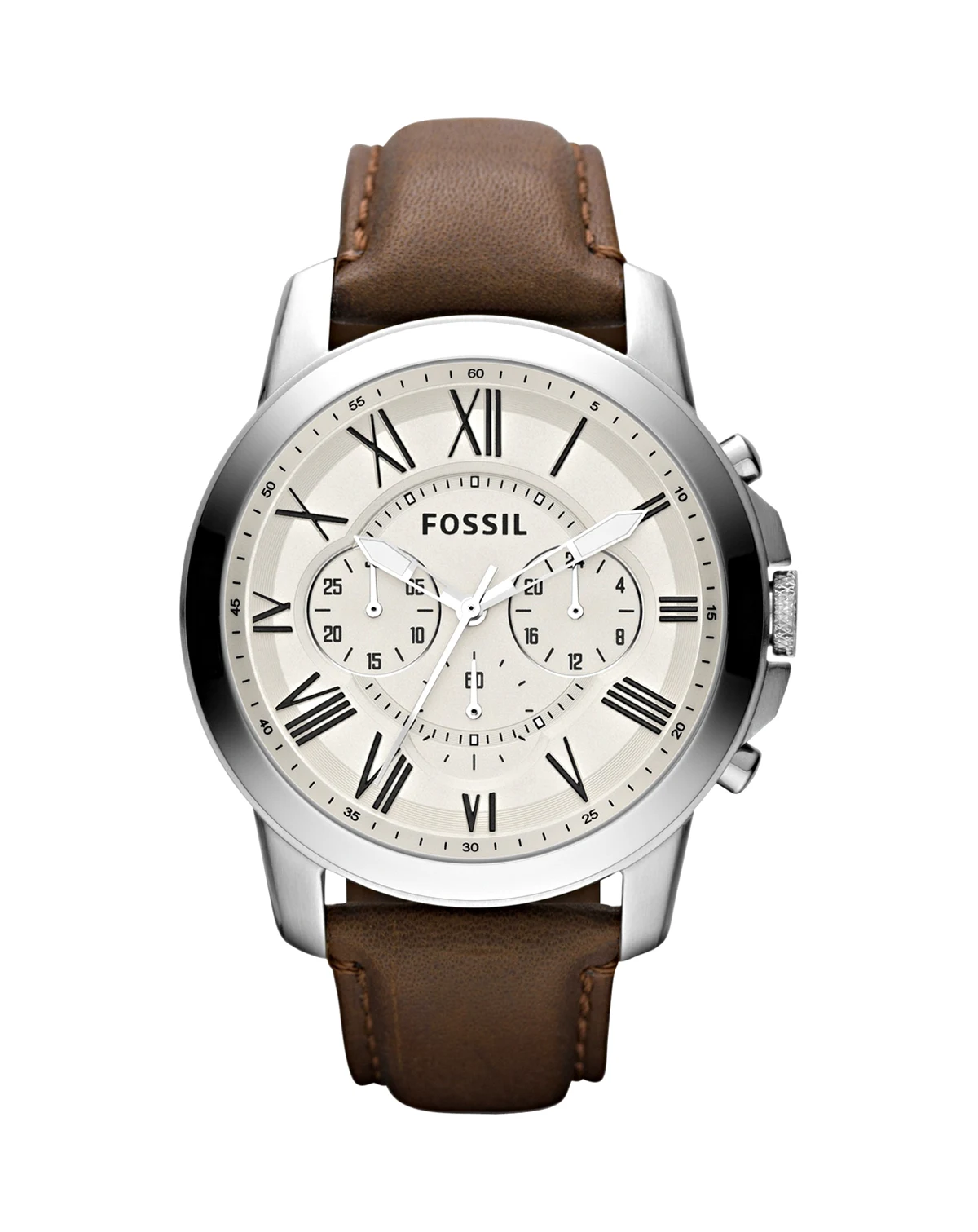 Men's Chronograph Grant Brown Leather Strap Watch 44mm