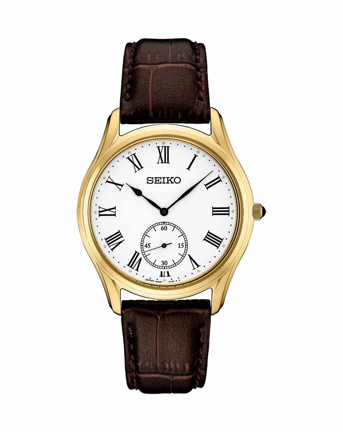 Men's Analog Essentials Brown Leather Strap Watch 39mm