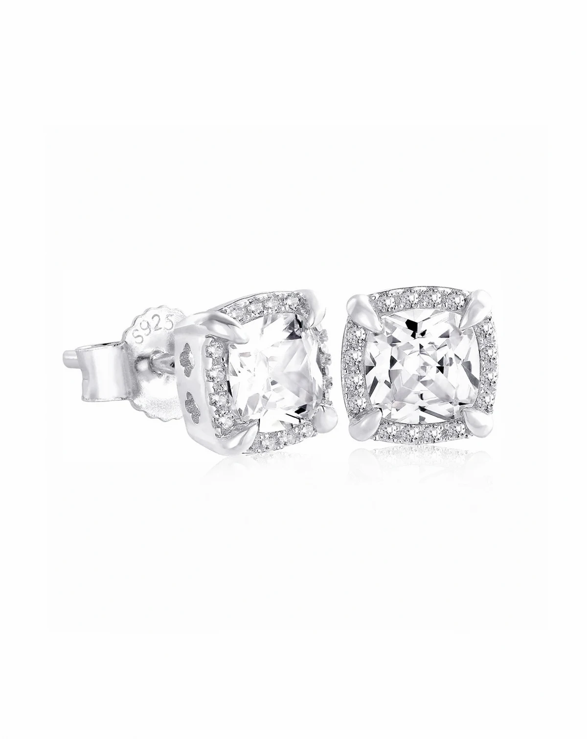 Men's Cubic Zirconia Talon Iced Stud Earrings in Sterling Silver