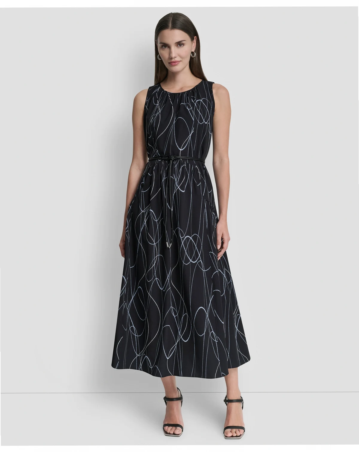 Women's Sleeveless Drop Waist Midi Dress