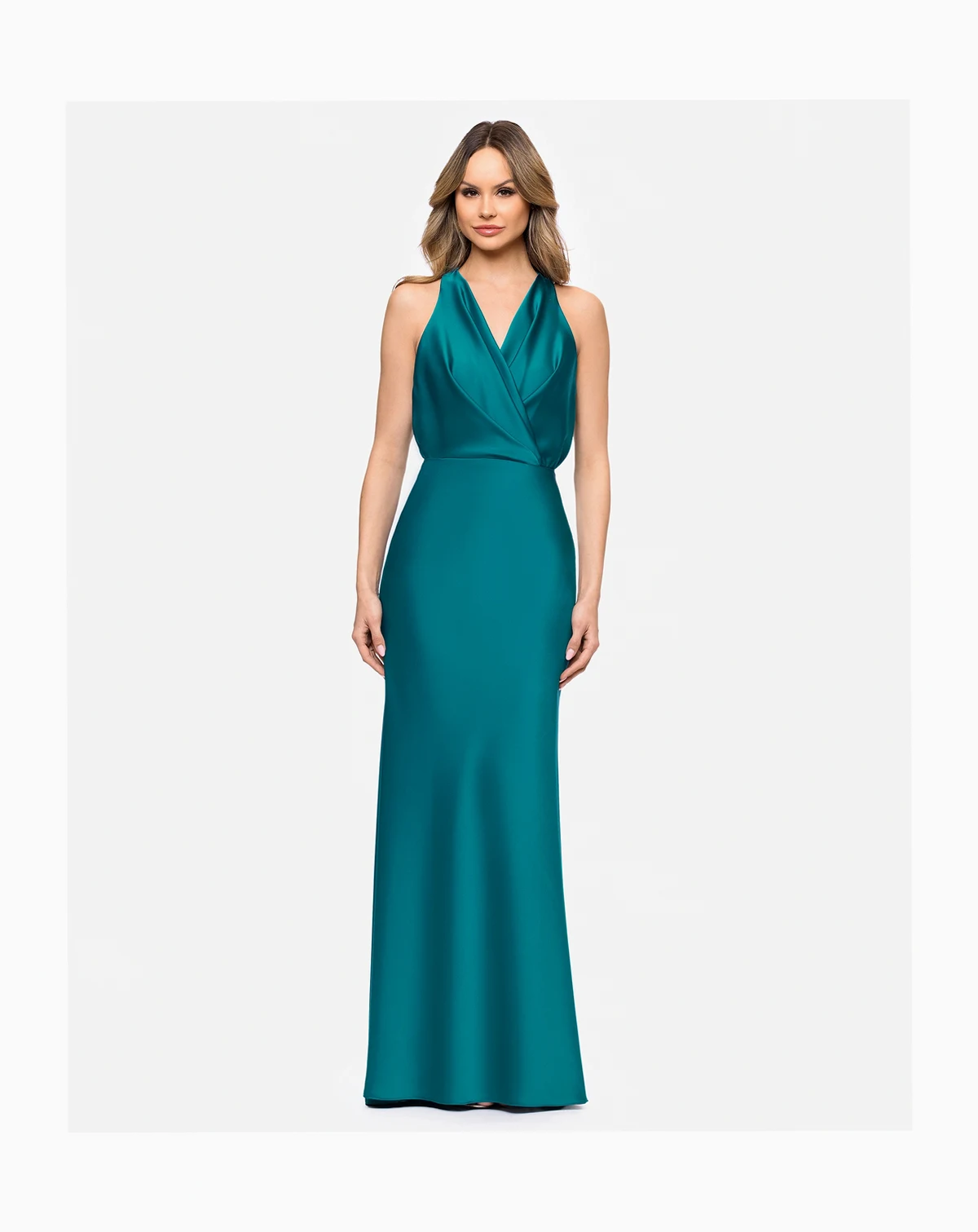 Petite V-Neck Sleeveless Ball Gown