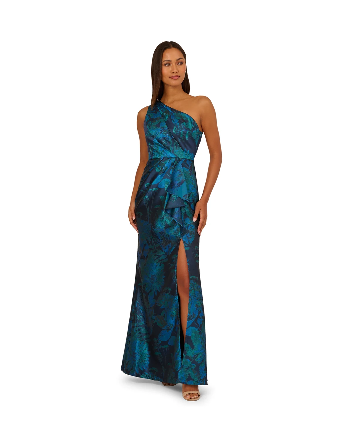 Women's Petite One Shoulder Gown