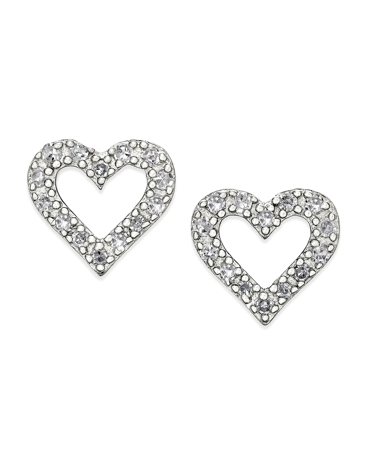 Diamond Heart Stud Earrings in Sterling Silver (1/10 ct. t.w.)