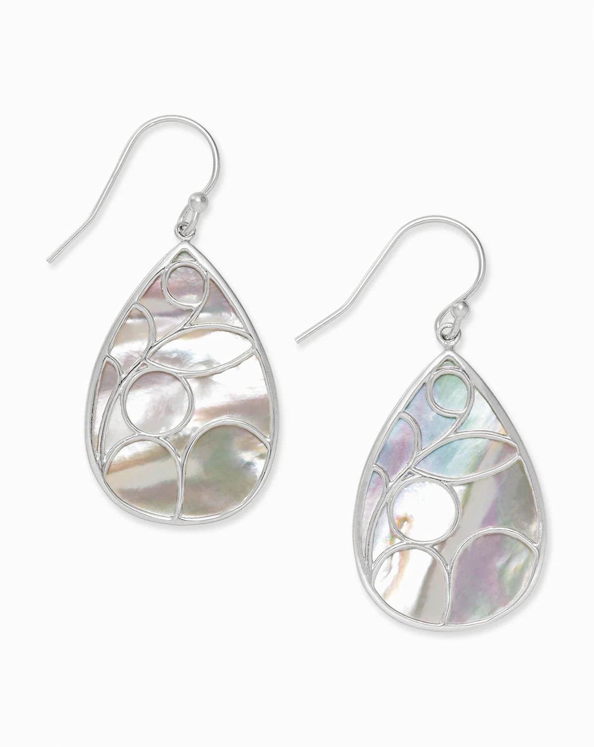 Mother of Pearl Caged Teardrop Earrings in Sterling Silver
