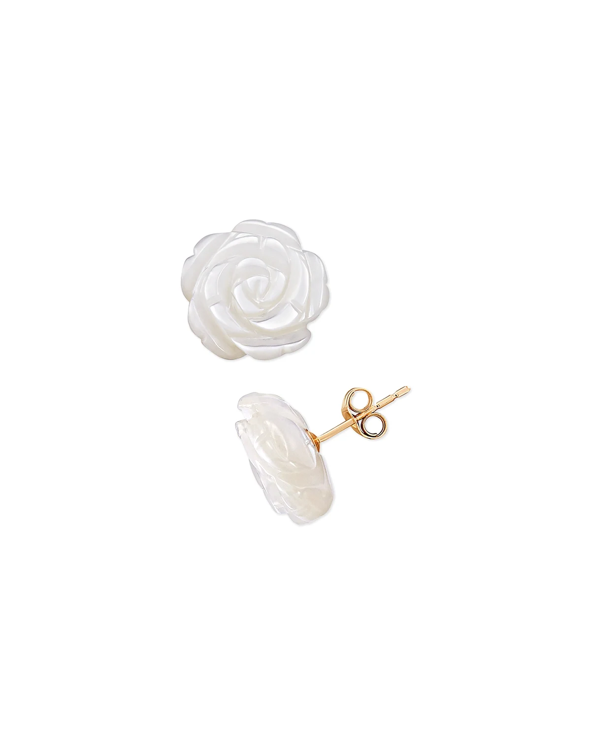 Mother-of-Pearl Flower Stud Earrings in 10k Gold