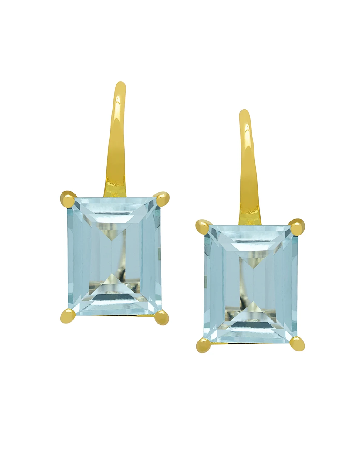 Genuine Blue Topaz Emerald-Cut Drop Earrings (6-3/8 ct. t.w.) in 14k Gold Over Sterling Silver
