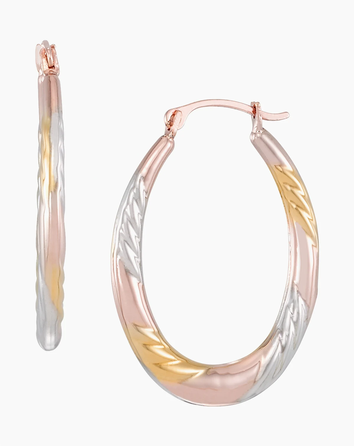 Hoop Earrings in 14k Rose Gold and Yellow Gold Over Sterling Silver
