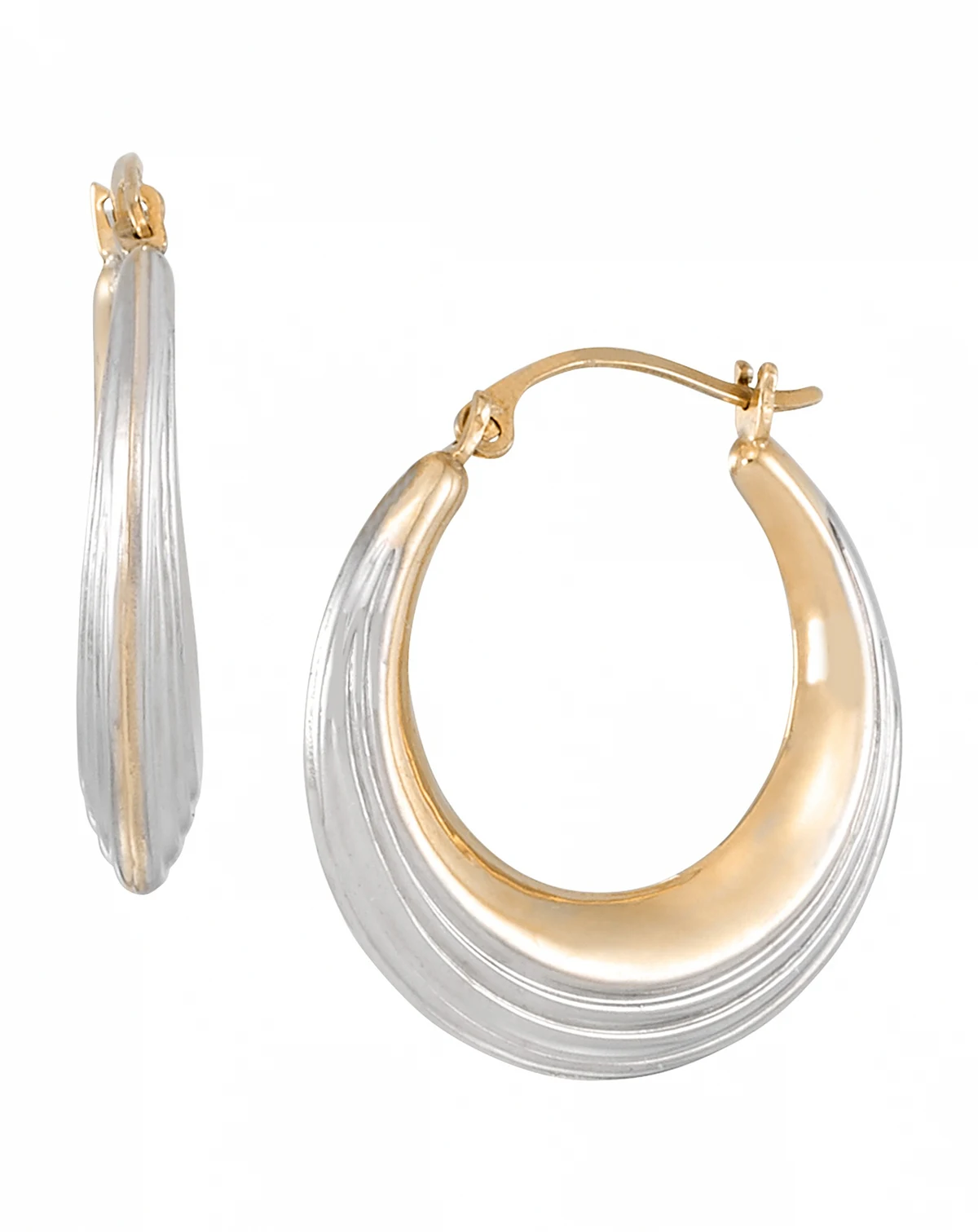 Two-Tone Hoop Earrings in 14k Yellow Gold Over Sterling Silver