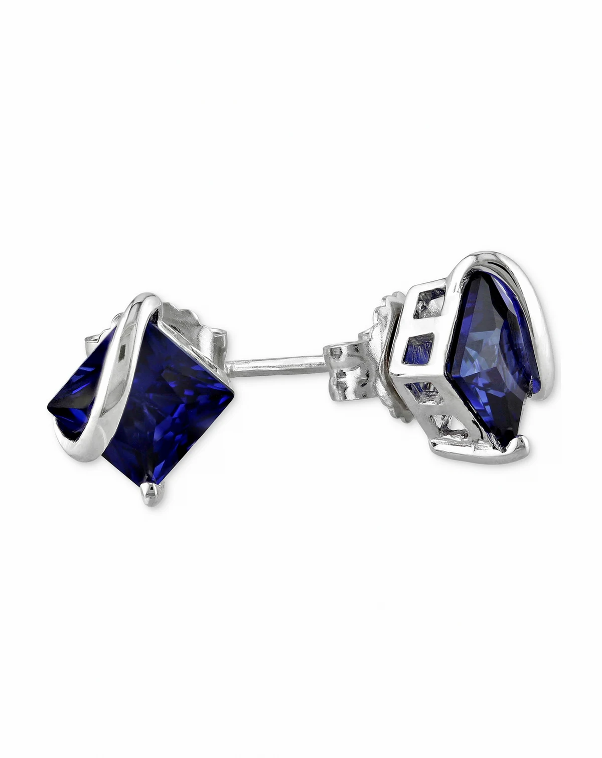 Lab-Grown Blue Sapphire Square Stud Earrings (2-3/4 ct. t.w.) in Sterling Silver