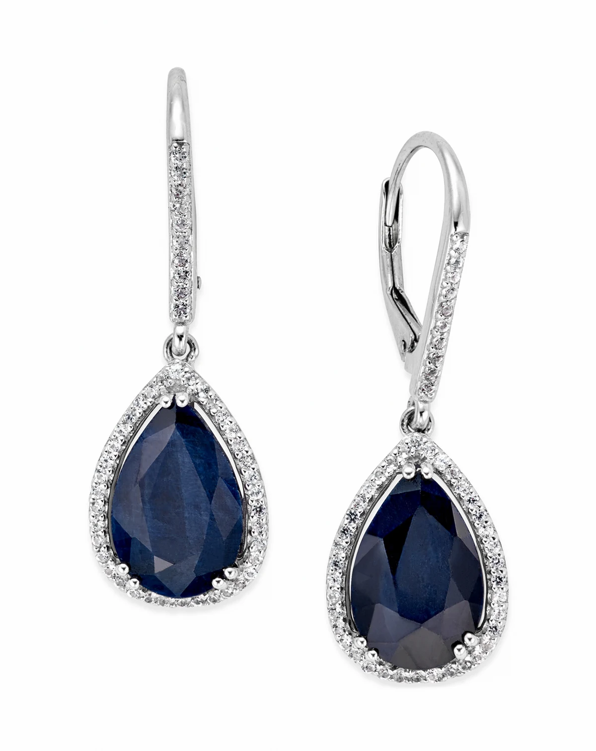 Black Sapphire (12 ct. t.w.) and White Topaz (1/2 ct. t.w.) Drop Earrings in Sterling Silver, Created for Macy's