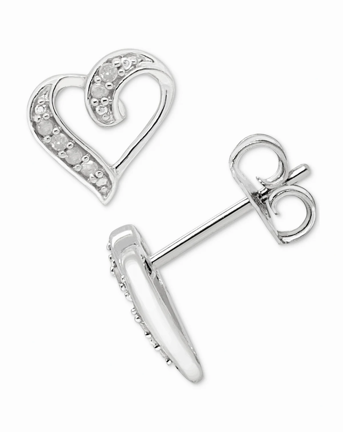 Diamond Open Heart Stud Earrings (1/10 ct. t.w.) in Sterling Silver