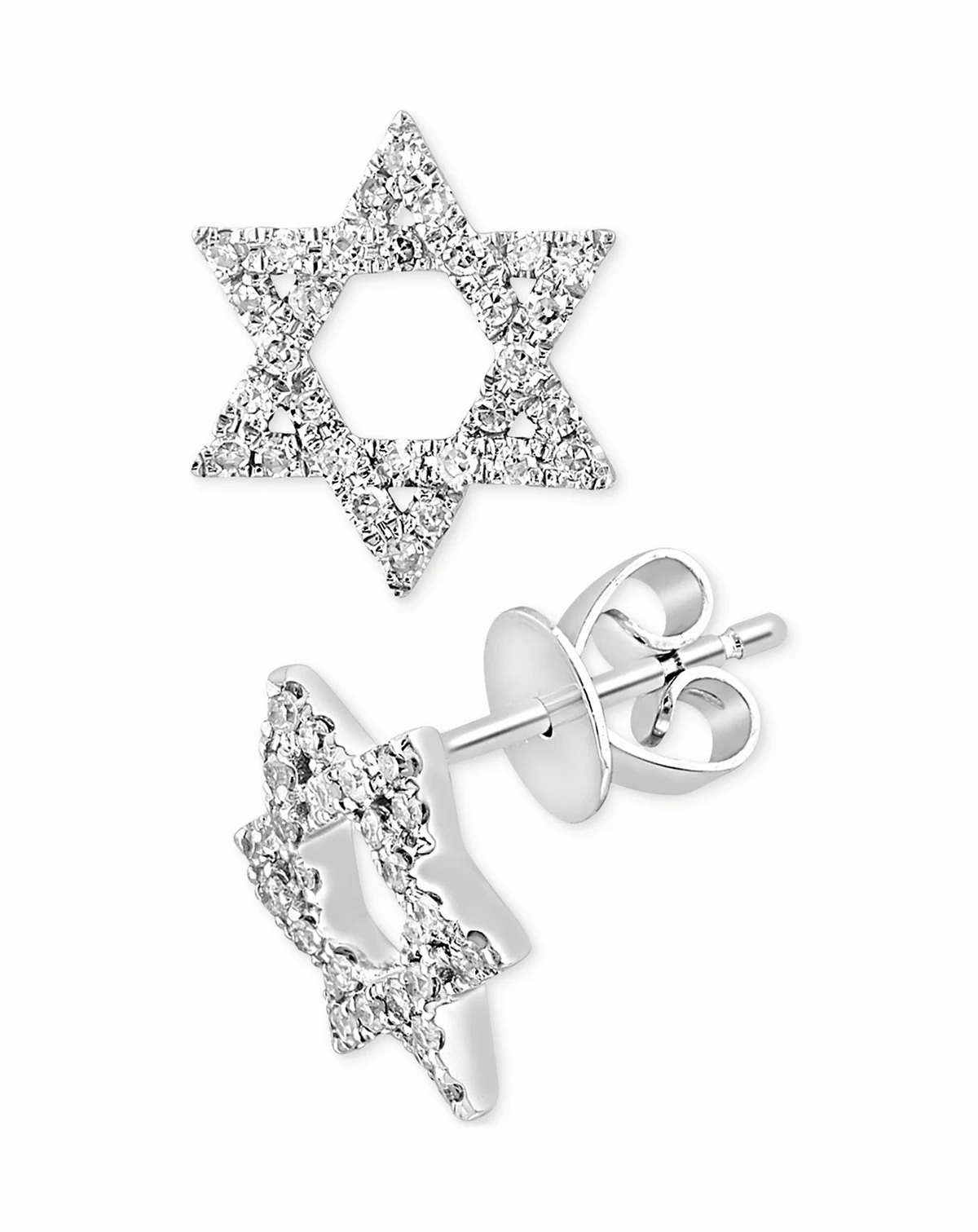 Diamond Pavé Star of David Stud Earrings (1/5 ct. t.w.) in 14k White Gold