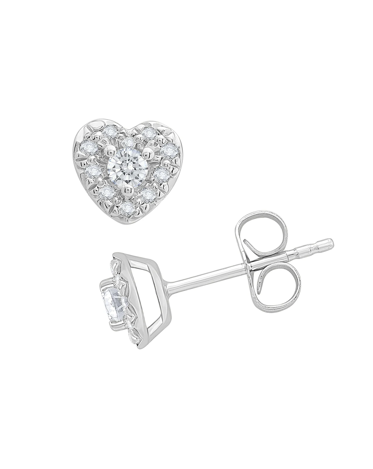 Diamond Heart Shape Halo Stud Earrings (1/4 ct. t.w.) in 10k White Gold