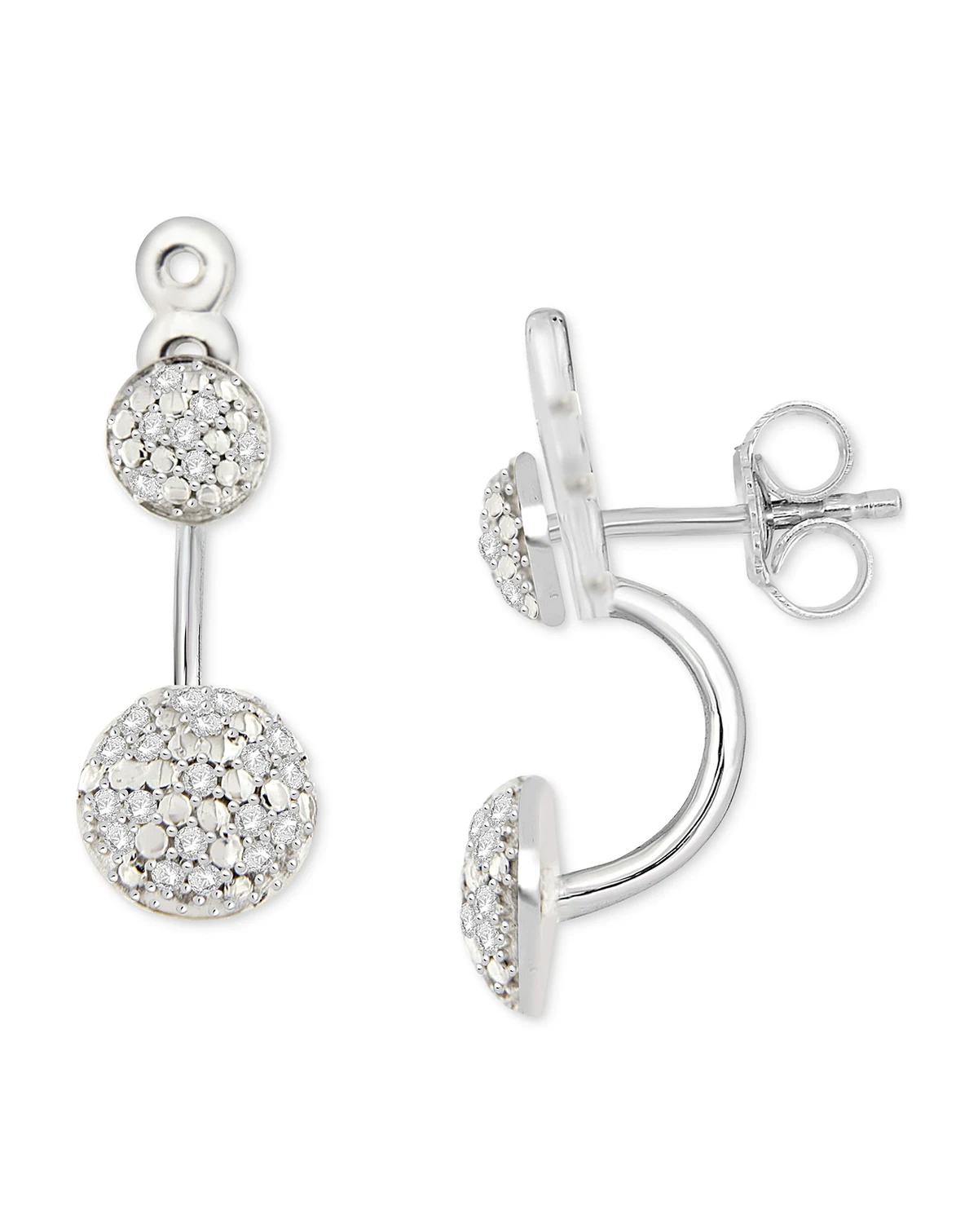 Diamond Double Cluster Front & Back Earrings (1/4 ct. t.w.) in Sterling Silver