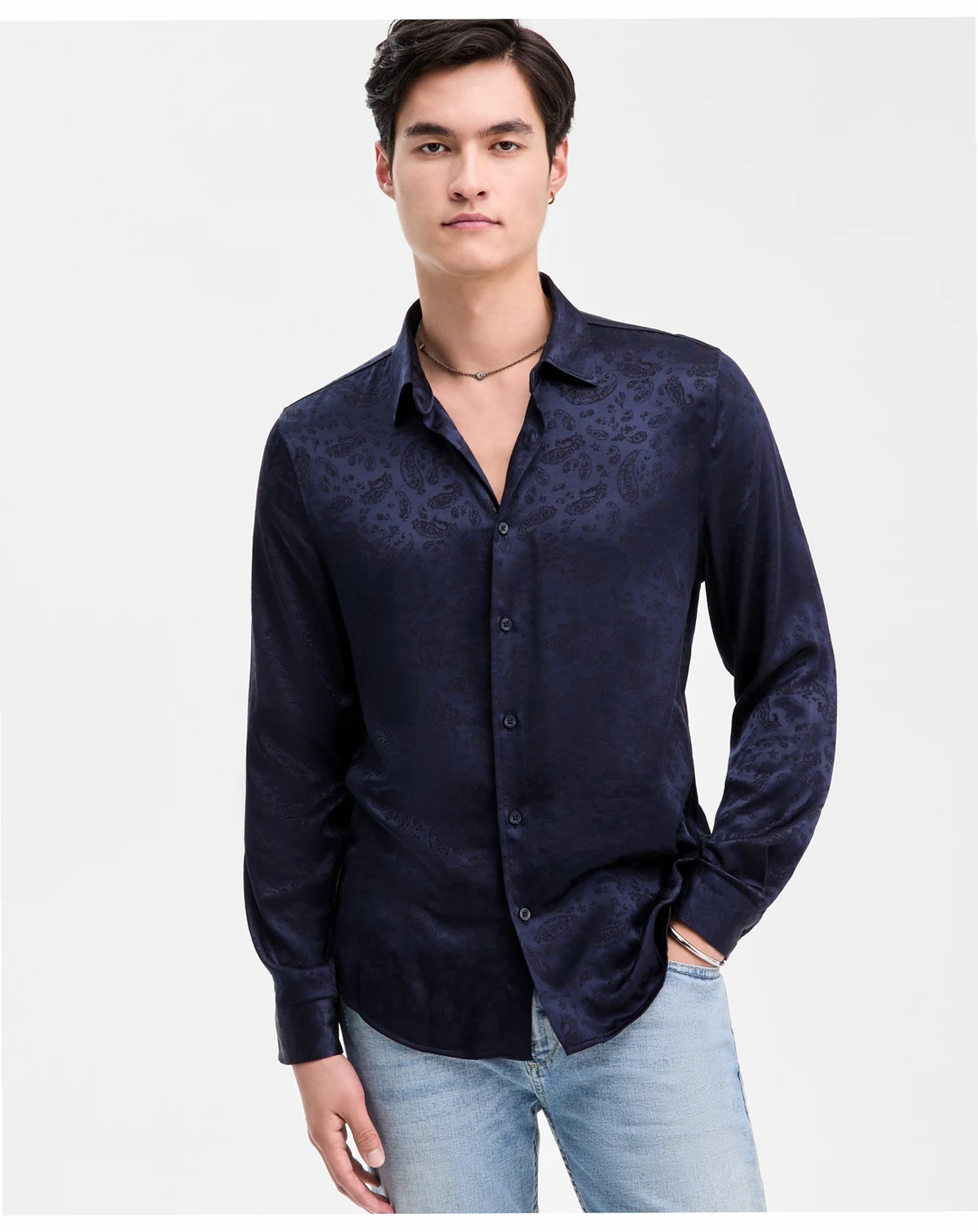 Men's Roma Paisley Jacquard Long-Sleeve Shirt