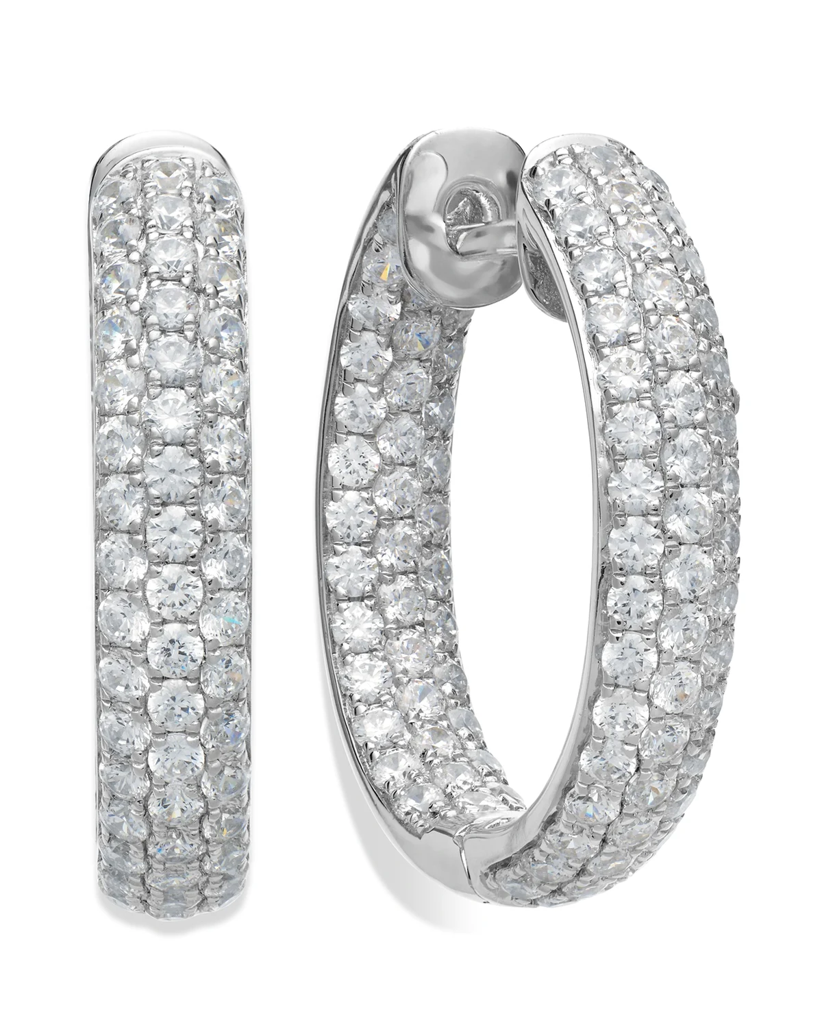 Arabella Sterling Silver Cubic Zirconia Pave Hoop Earrings (8-1/2 ct. t.w.)