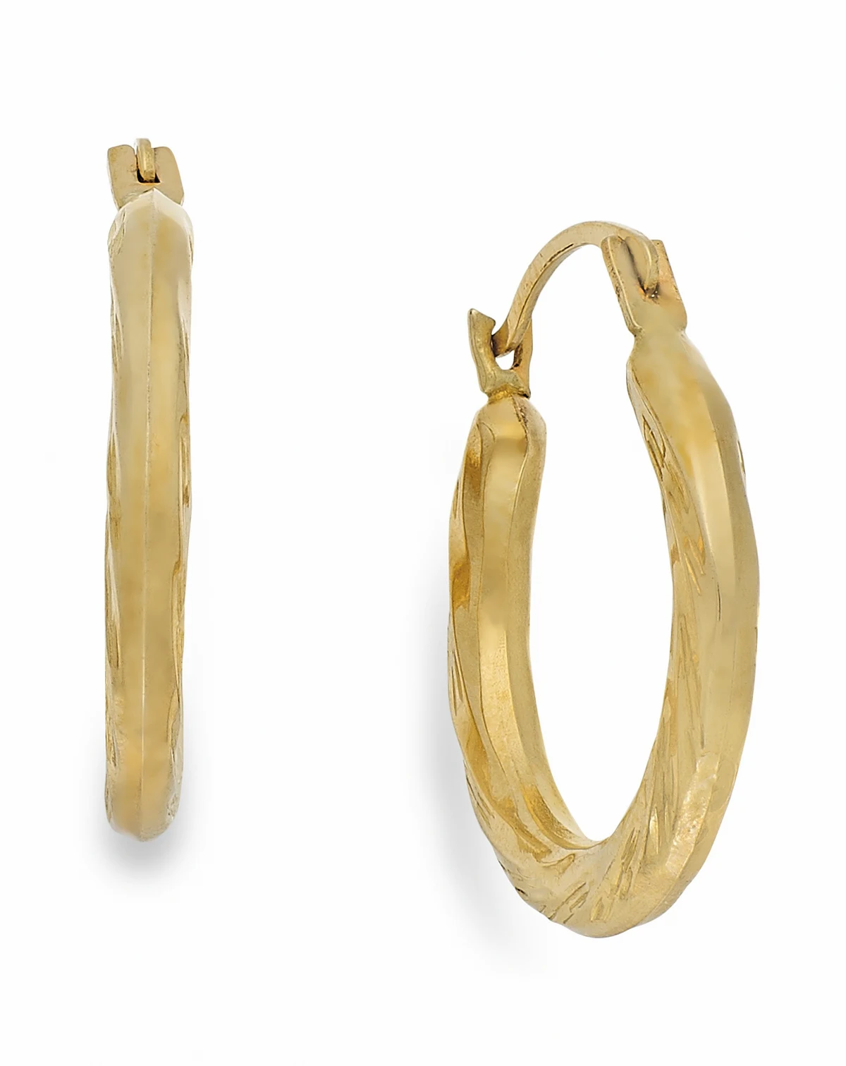 Diamond-Cut Hoop Earrings in 10k Gold