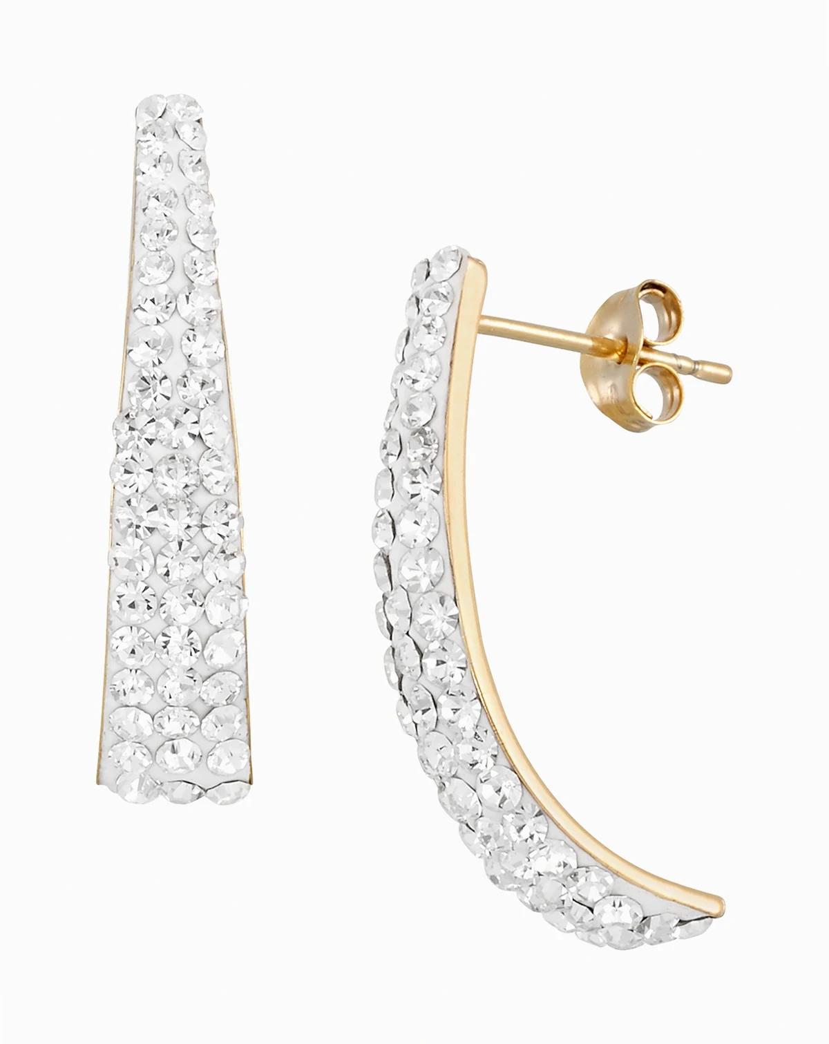 High Polished Pave Crystal Hoop Earrings (1/2 ct. t.w.) in 14k Yellow Gold Over Sterling Silver