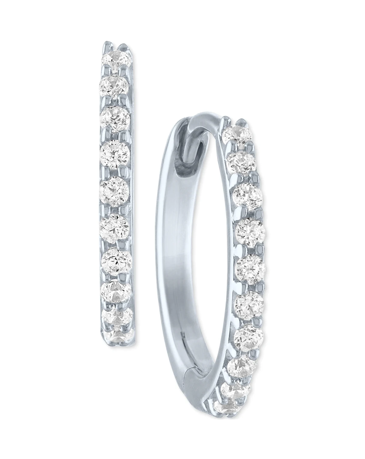 Lab-Created Diamond Extra Small Hoop Earrings (1/10 ct. t.w.) in 10k White or Yellow Gold