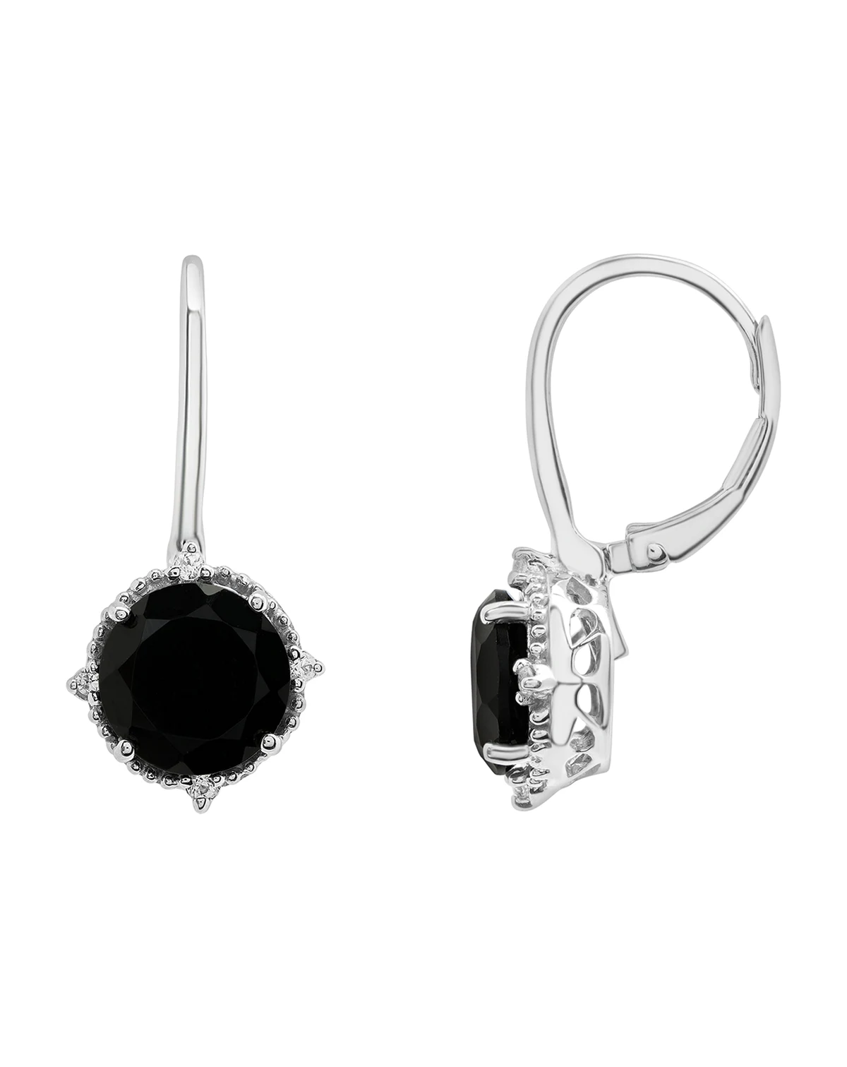 Onyx (4-1/20 ct. t.w.) and White Sapphire (1/10 ct. t.w.) Drop Earrings in Sterling Silver
