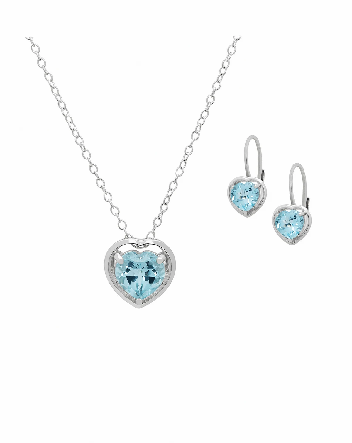 2-Pc. Blue Topaz Heart Pendant Necklace & Earrings Set (5.40 ct. t.w.) in Sterling Silver