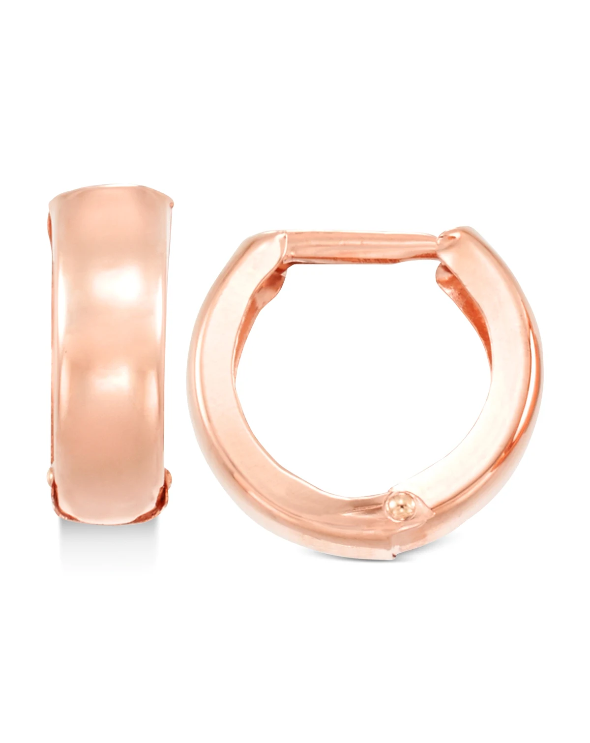 Polished Wide Huggy Hoop Earrings in 10k Rose Gold