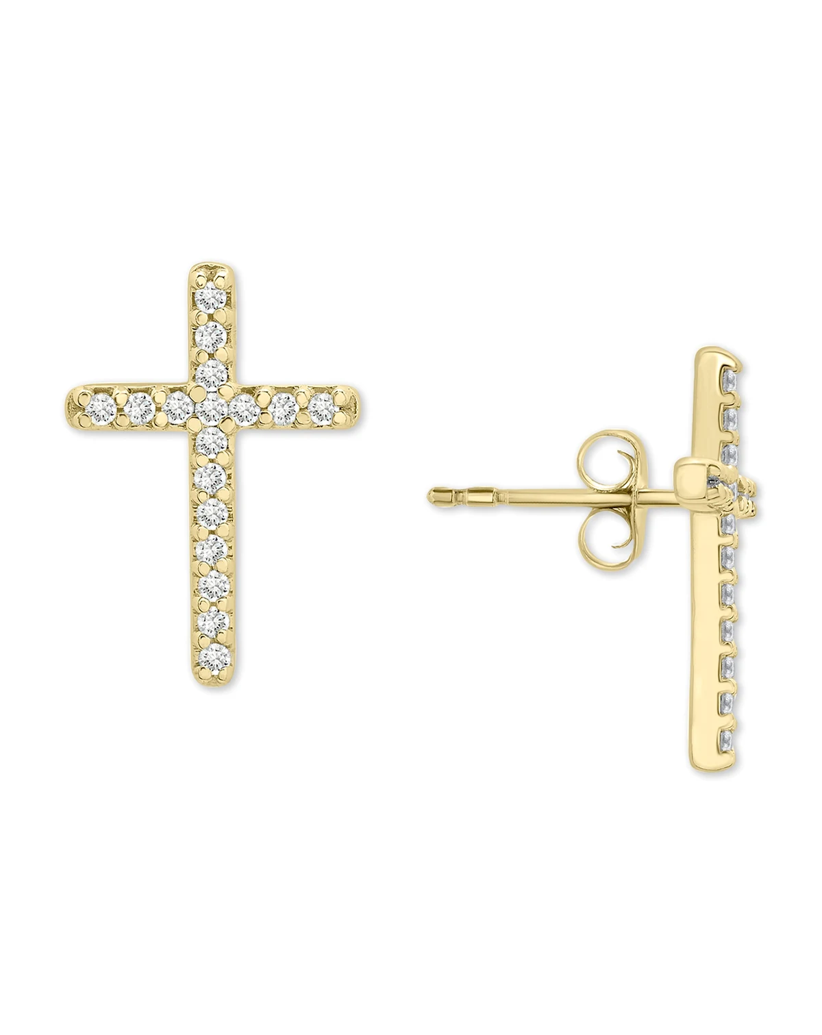 Diamond Cross Stud Earrings (1/10 ct. t.w.) in 14k Gold or 14k white gold, Created for Macy's
