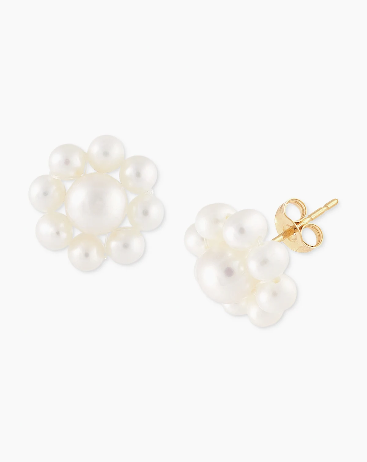 Cultured Freshwater Pearl (2-3/4 - 4-1/2mm) Flower Stud Earrings in 14K Gold