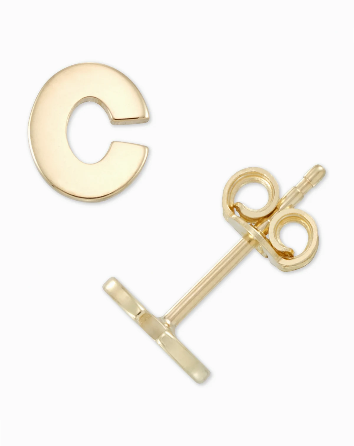 Initial Stud Earrings in 10k Gold