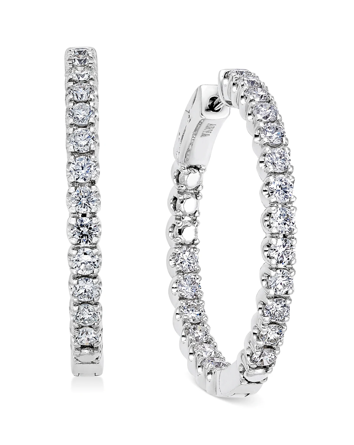 Diamond In-and-Out Hoop Earrings (3 ct. t.w.) in 14k White Gold