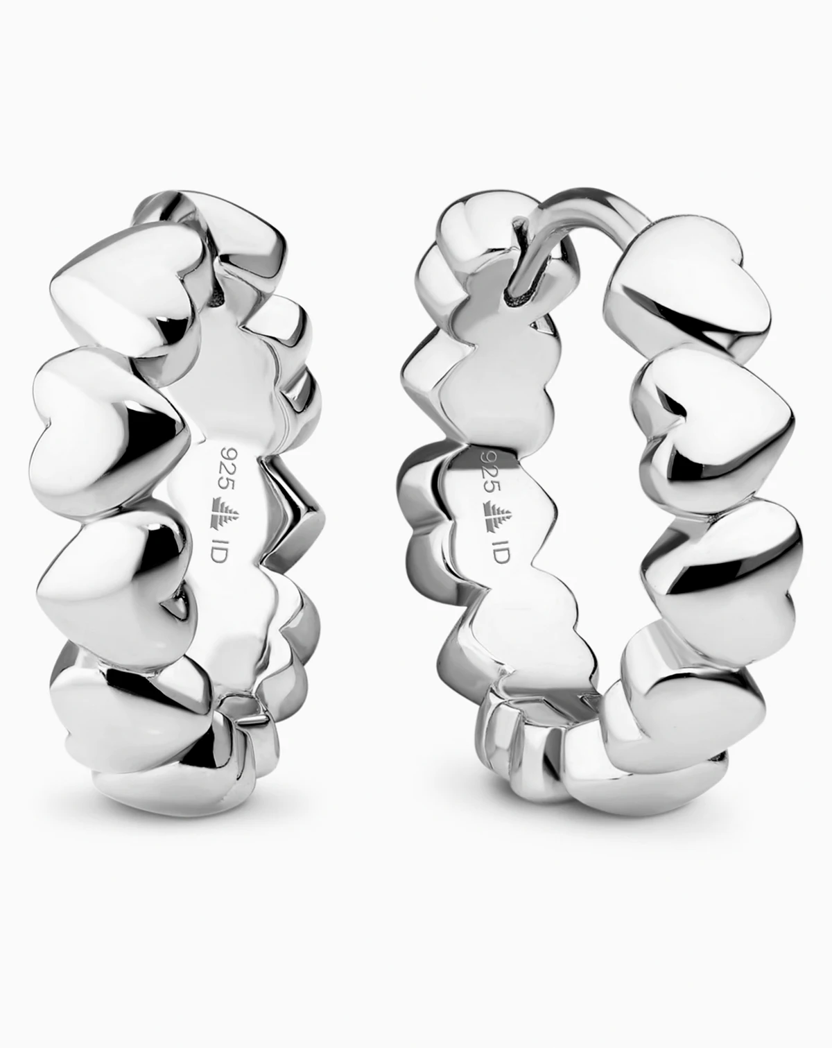 Sweet Heart Hoop Earrings in Rhodium Plated Sterling