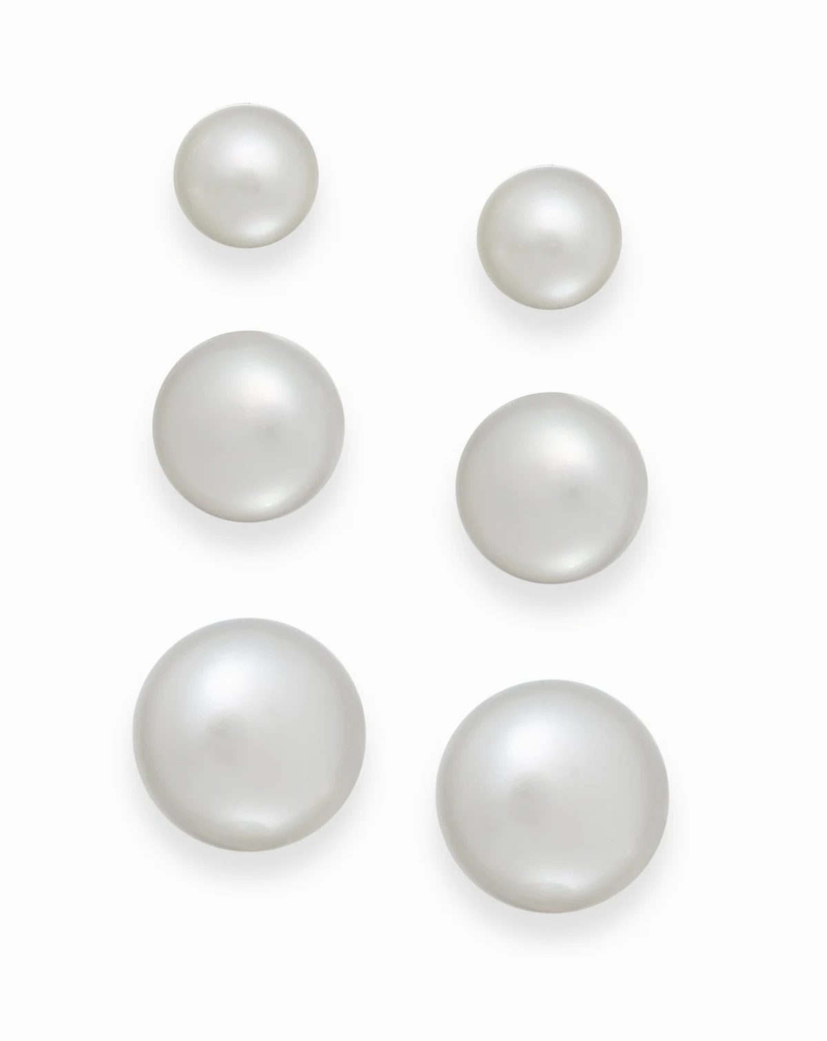 Cultured Freshwater Pearl 3 piece Stud Earring Set in Sterling Silver (6-10mm)