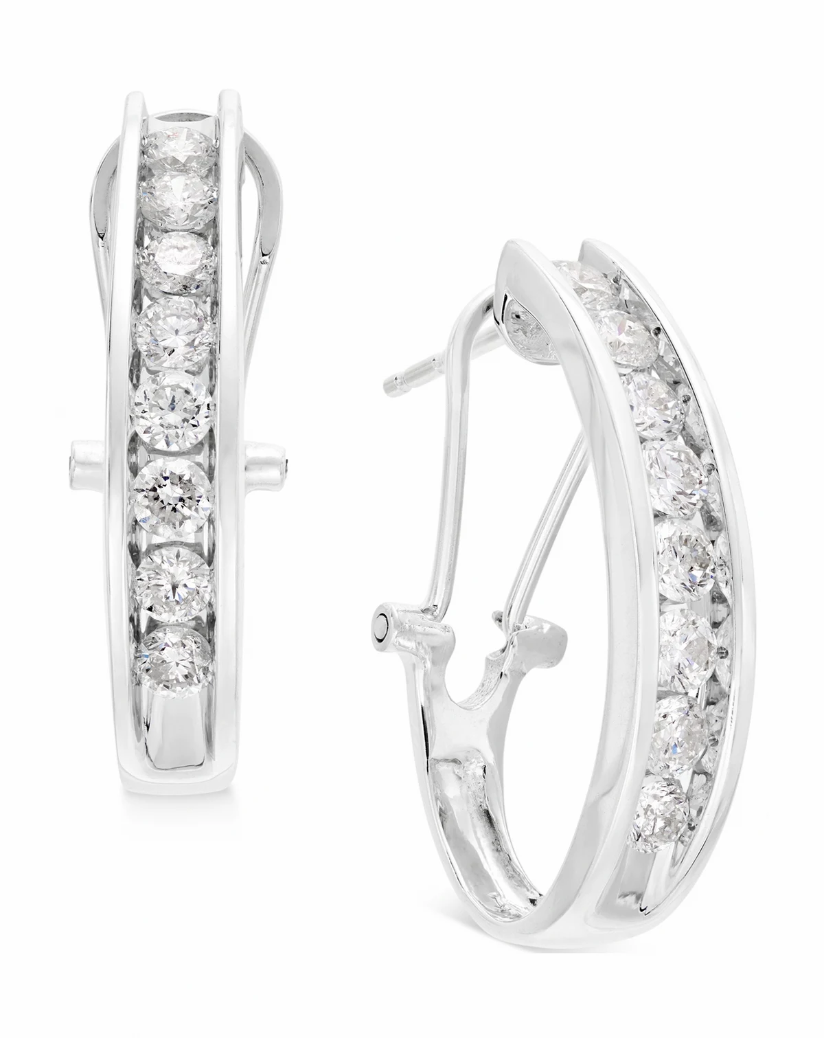 Diamond J Hoop Earrings (1 ct. t.w.) in 10k White or Yellow Gold
