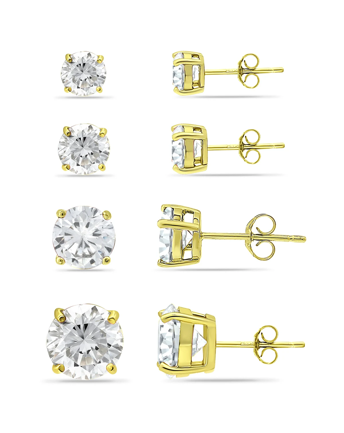 Cubic Zirconia Stud Set in 18k Gold over Sterling Silver